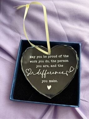 Thank You/Appreciation Gift for Healthcare Worker, Heart Shaped Glass Ornament